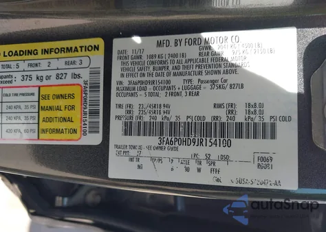 2018 Ford Fusion Se from USA, damaged, VIN 3FA6P0HD9JR154100